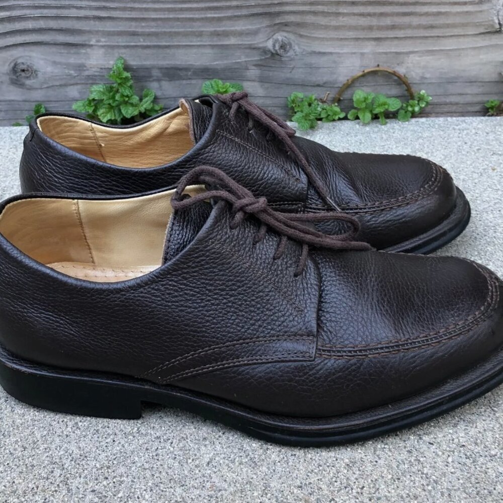 SANDRO MOSCOLONI Dress Shoes Men's 9 D Brown Pebble Leather Vineyard Lace Up​​​